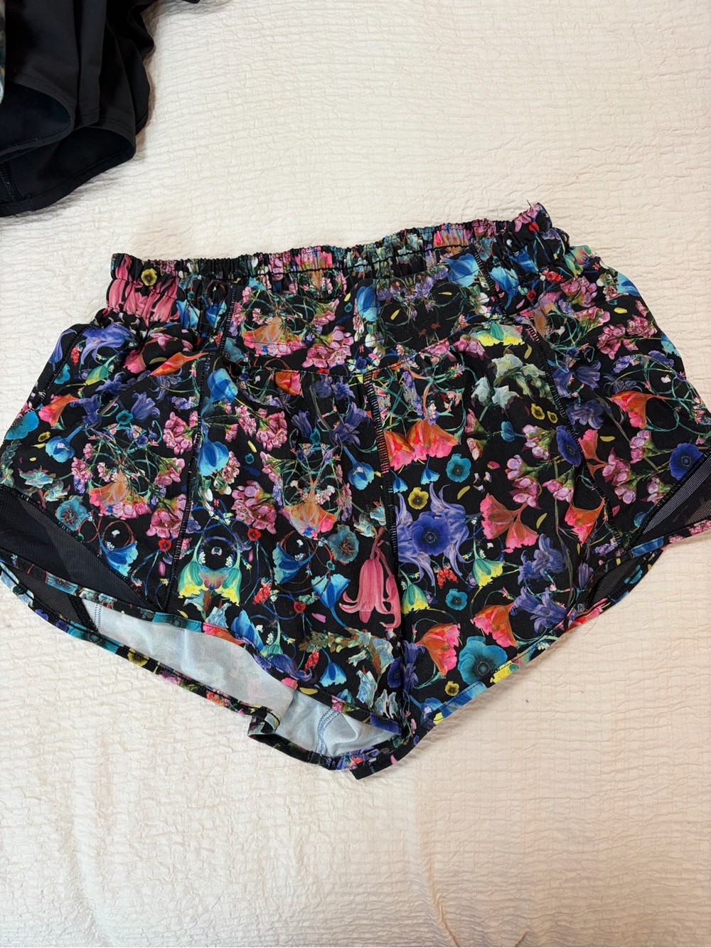 lululemon athletica Black Floral Print Women's Running Shorts